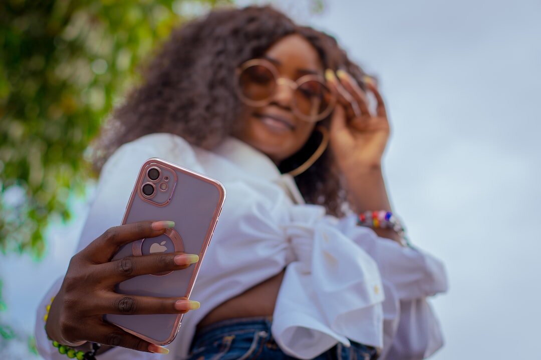 celebrity influencer on phone